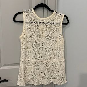 CAbi off white see through sleeveless top size M